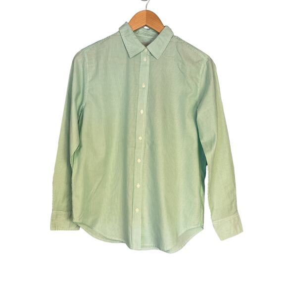 Everlane The Silky Cotton Relaxed Shirt Pinstripe Mint Green Size 6 NWT - Picture 2 of 11